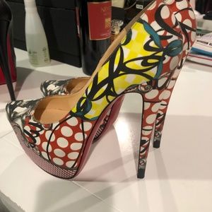 6 inch christian louboutin multi colored heels